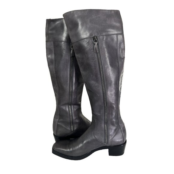 Balenciaga Paris Gray Riding Boots 40 Quiet Luxury Y2K Butter Soft Leather FLAW - Picture 7 of 16